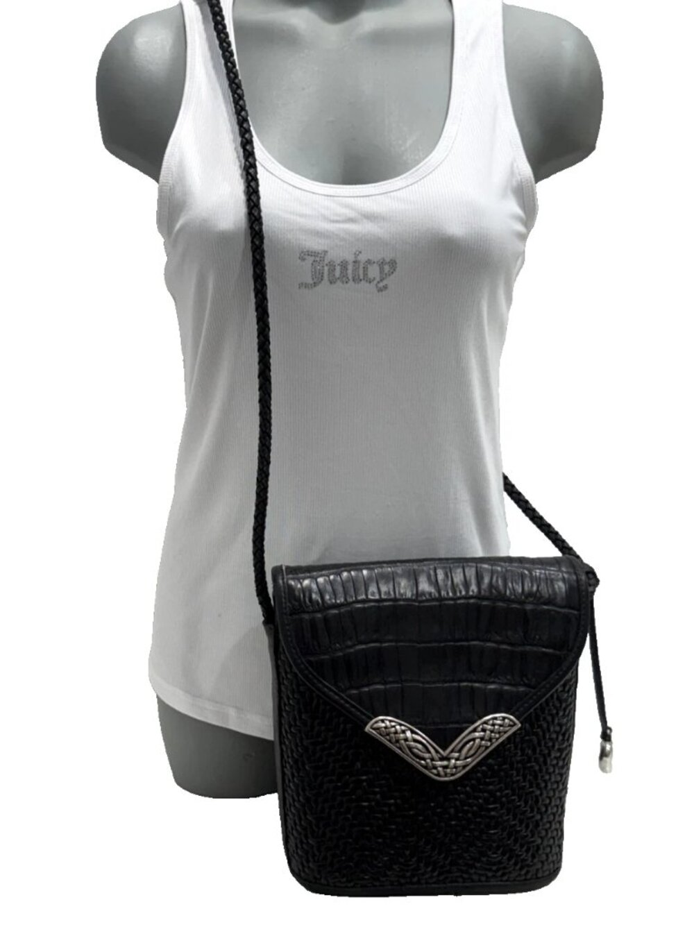 Pre-Owned Brighton Black Woven / Moc-Croc Crossbody - EUC